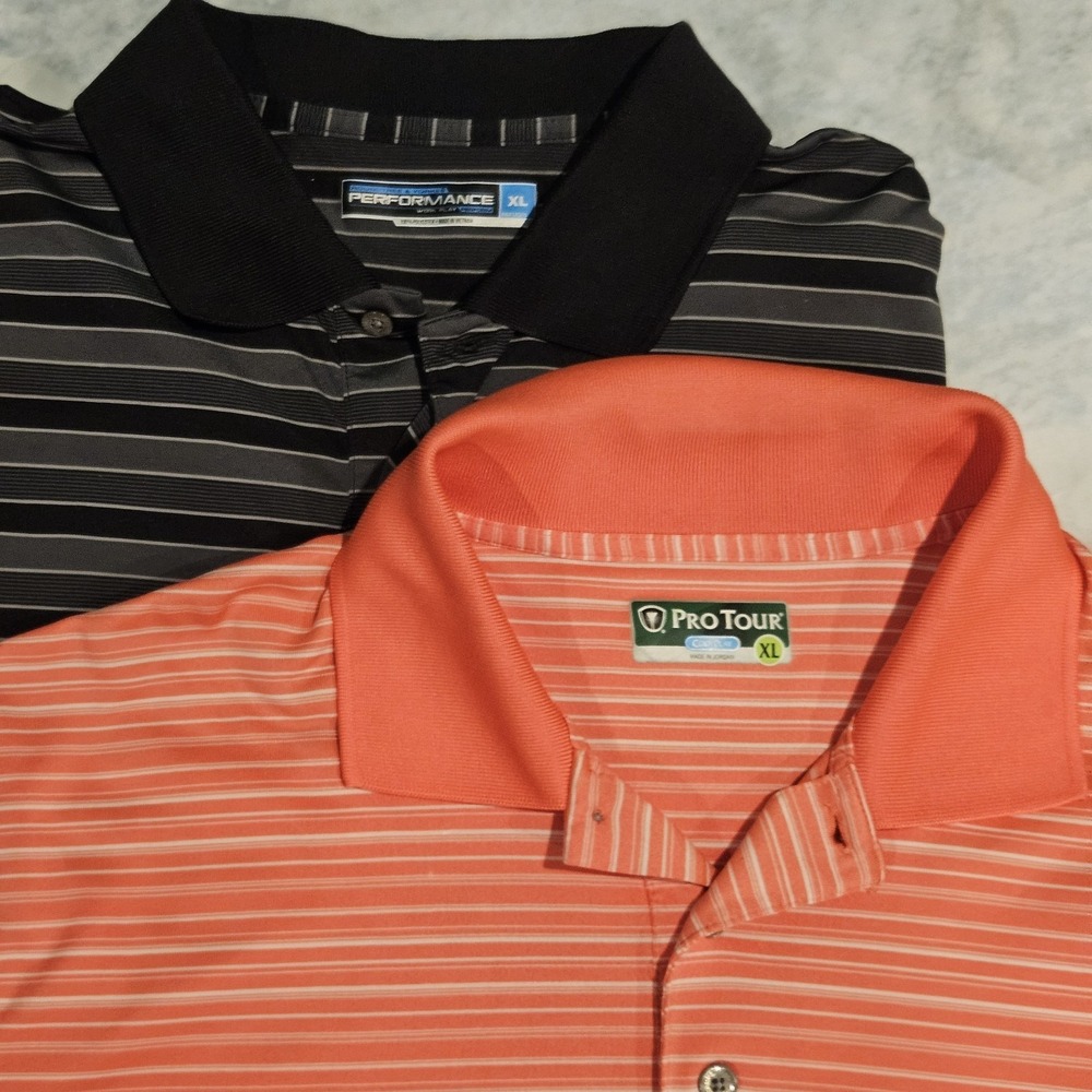 Men's XL Performance Golf‎ Polo Bundle PGA Tour Pro Tour Striped Shirts